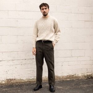 Wim Neels Pantalon Trousers Mens 34 50 Olive Green‎ Brown Cotton Pants Formal